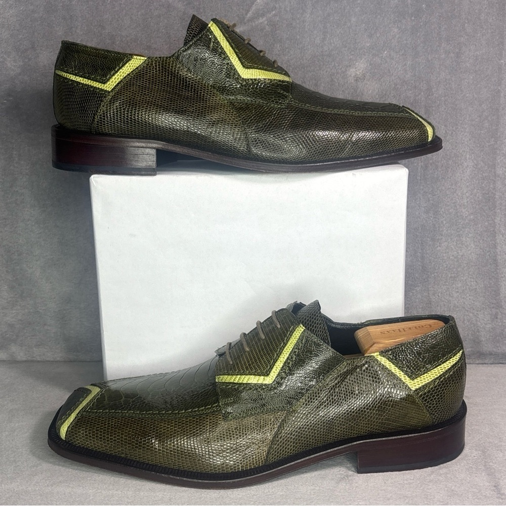 David Eden Genuine Ostrich Lizard Green Dress Shoes Mens 11 Exotic Leather